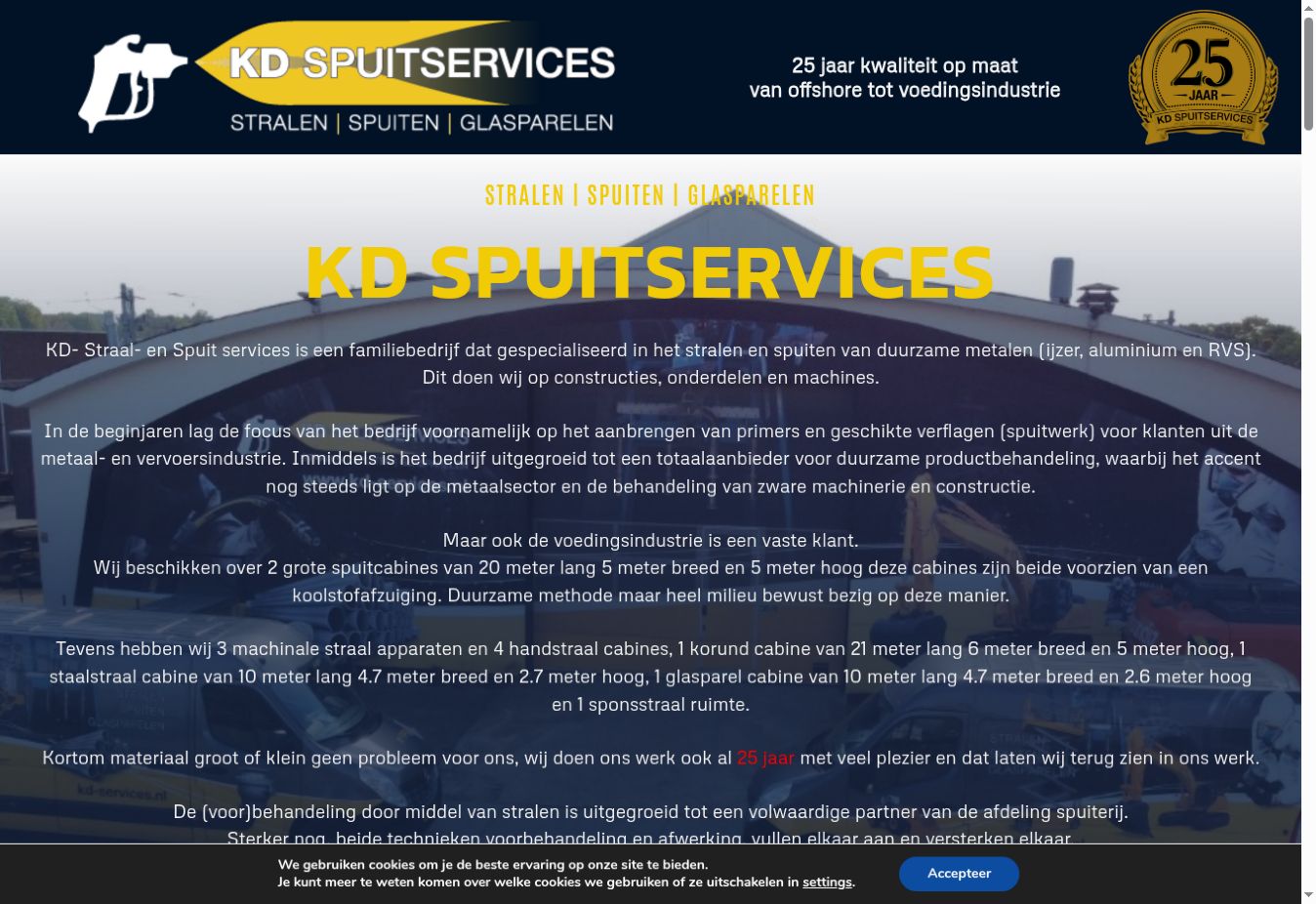 Homepage van KD Straal- en Spuitservices